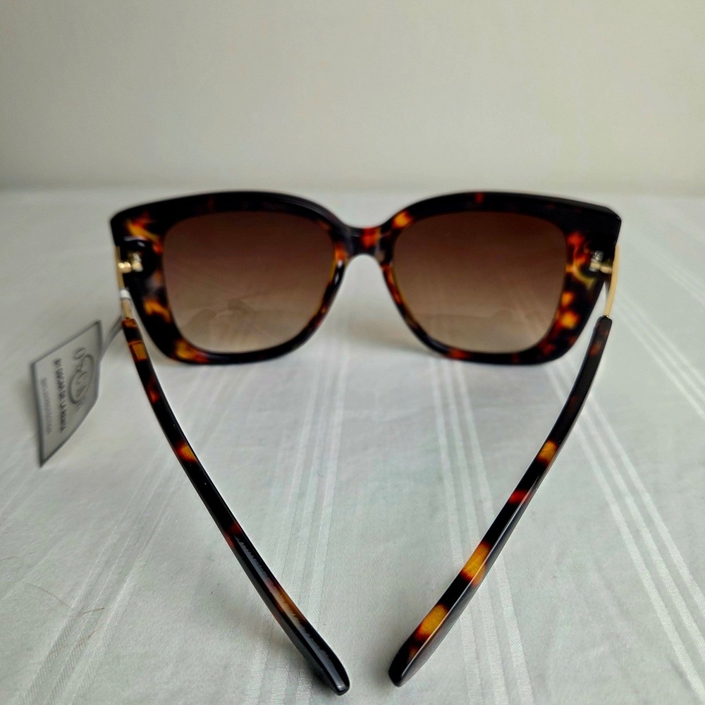 Oscar de la Renta Oversized Tortoise Square Sunglasses Gradient Brown Lenses - Picture 9 of 16